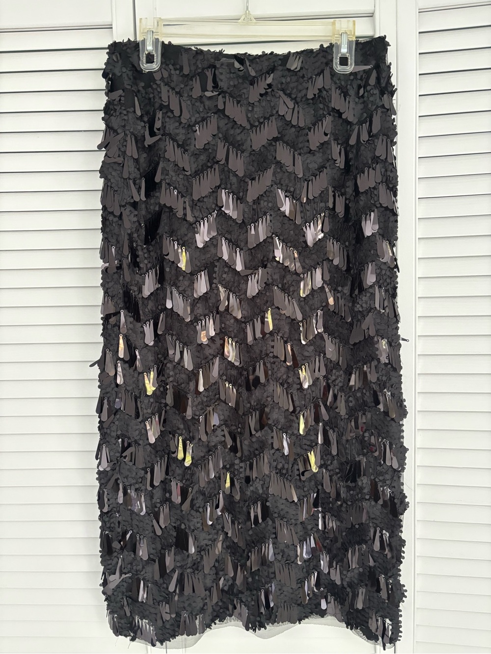 ZARA Black Sequin Fringe Pencil Skirt.L/M - Picture 7 of 11